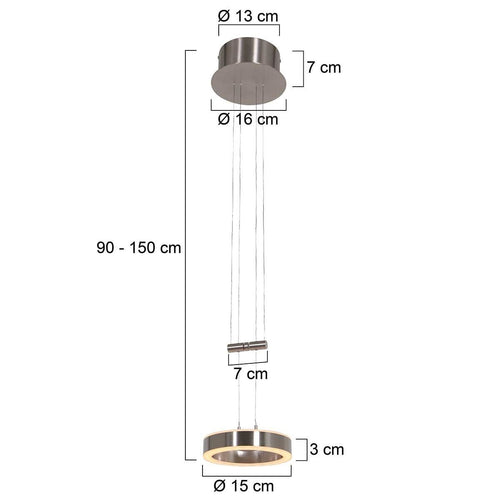 Steinhauer hanglamp Piola - 1 lichts - 16x 90 cm - mat chroom - vtwonen shop