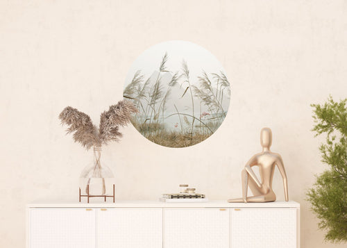 Sanders & Sanders zelfklevende behangcirkel tropisch landschap met flamingo's beige Ø 70 cm 601091