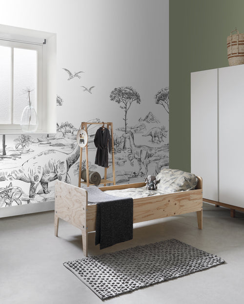ESTAhome fotobehang dinosaurussen zwart wit - 300 x 279 cm - 159063