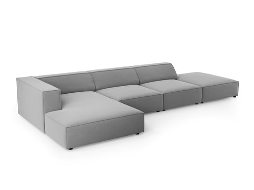Cosmopolitan Design linker hoekbank Arendal 5-zits, flueel, lichtgrijs - 166x341x70cm
