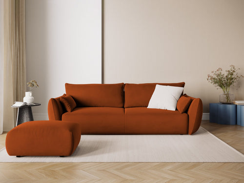 Cosmopolitan Design Poef Matera flueel terracotta - 68x86x40cm
