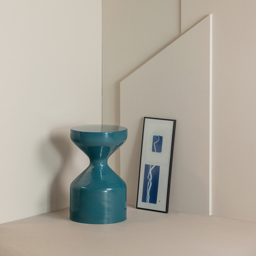 WOOOD bijzettafel Floyd - Metaal - Petrolblauw - 47x30x30