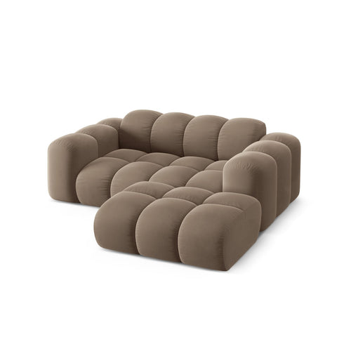 Cosmopolitan Design - Rechter hoekbank Treno 2-zits, flueel cappuccino - 164x180x70cm