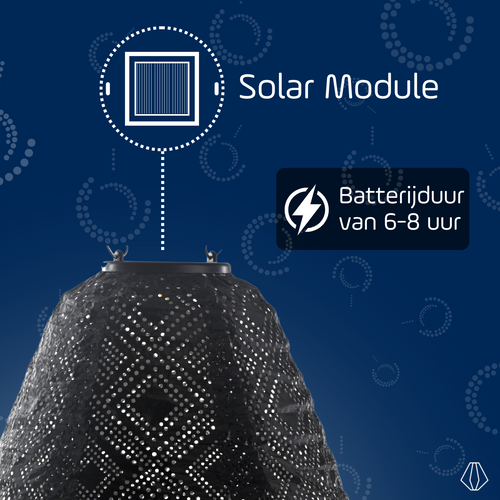 Lumiz solar lampion - mosaic can - 30 cm - zwart