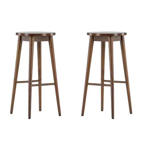 Nest living Jur houten barkruk donkerbruin - 75 cm - Set van 2