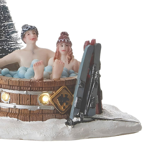 Luville Kerstdorp Miniatuur Bubbelbad in het Bos - Kerstversiering Decoratie Binnen - Kerst Decoratie met Verlichting voor Kerstdorp - L13 x B10 x H11
