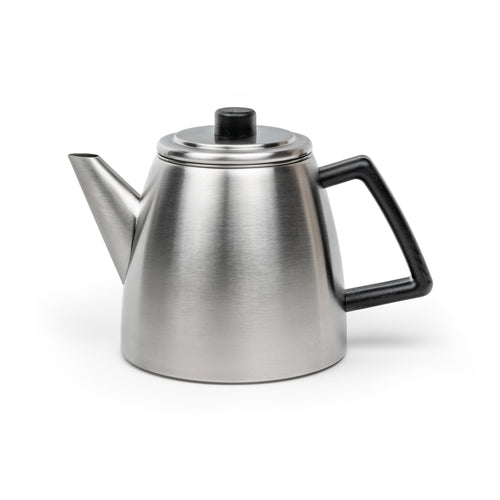 Bredemeijer - Dubbelwandige theepot Odense - 1,1 liter - Mat staal - Met filter - vtwonen shop