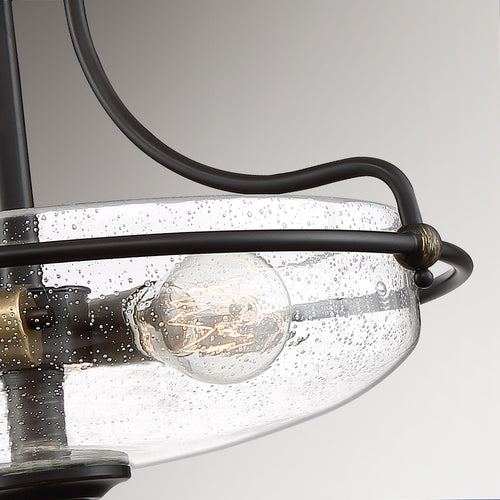 Elstead Quoizel Griffin Bowl Semi Flush Plafondlamp Palladiaans brons met verweerde messing accenten