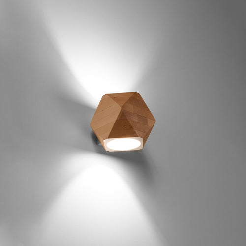 Sollux Lighting Wandlamp WOODY natuurlijk hout - 12x14x12cm