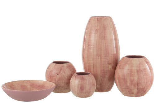 J-Line vaas Handgeschilderd - keramiek - roze - 55 cm hoog - vtwonen shop