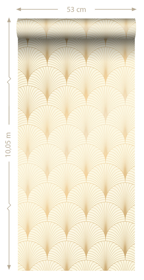 ESTAhome behang art deco motief beige en goud - 53 cm x 10.05 m - 139458