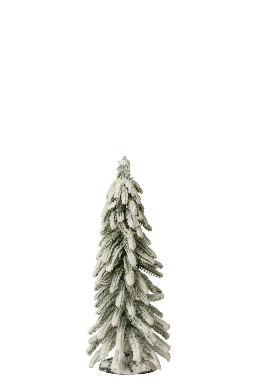 J-Line Kerstboom met sneeuw - PET - donkergroen/wit - small
