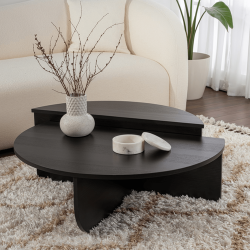 Calicosy - ORION Set van 2 salontafels - Licht hout - 90x90x35 cm