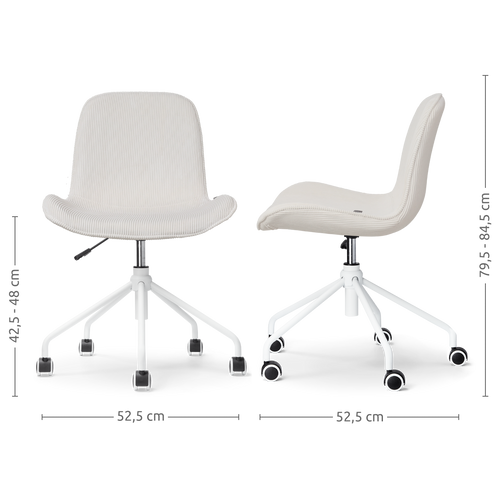 Nolon Nout-Fé Bureaustoel Ribstof Créme - Stof - Wit Onderstel - vtwonen shop