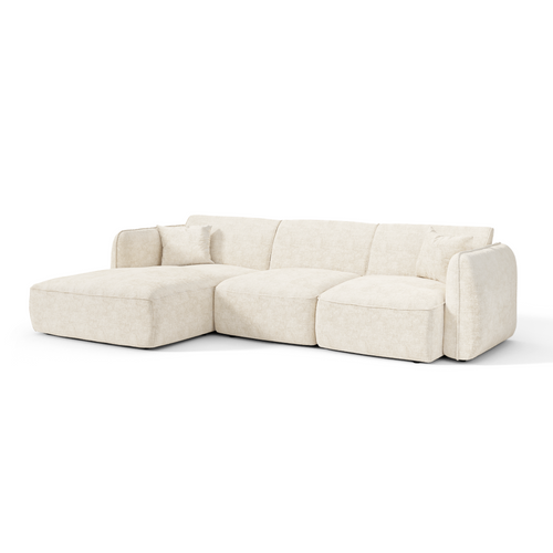 Premium Interiors - Linkerhoekbank LOMI - gewaafd fluweel crème 274cm