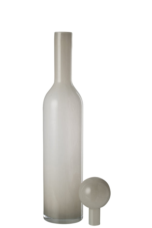 J-Line vaas fles + stop Effen - glas - wit - large
