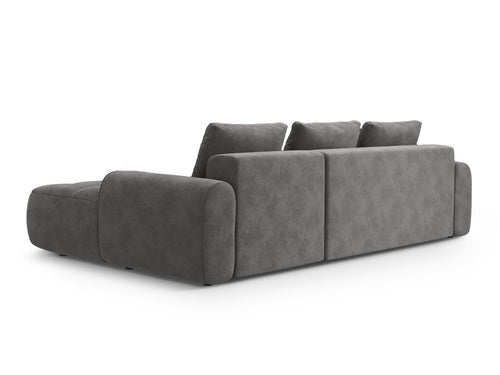 Cosmopolitan Design Converteerbare hoekbank rechts met opbergdoos Linz 3-zits, flueel grijs - 142x275x84cm