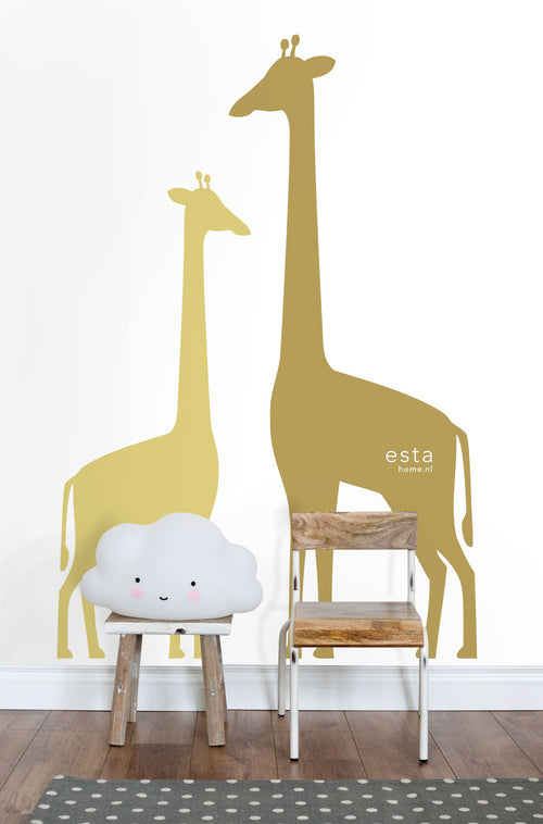 ESTAhome fotobehang giraffen okergeel - 150 x 279 cm - 158925 - vtwonen shop