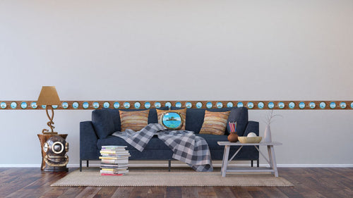 Sanders & Sanders zelfklevende behangrand zeezicht bruin en blauw - 500 x 14 cm - 600075