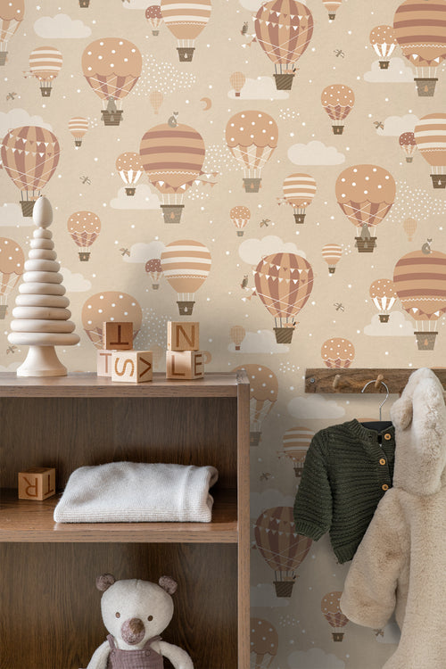 ESTAhome behang luchtballonnen beige en terracotta - 53 cm x 10.05 m - 139801 - vtwonen shop