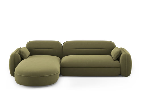 Cosmopolitan Design Modulaire hoekbank links Sydney 4-zits, flueel, lichtgroen - 165x275x70cm