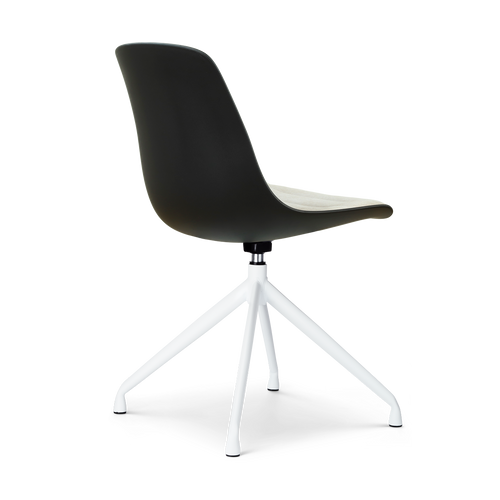 Nolon Nola-Liv draaibare eetkamerstoel zwart met naturelbeige zitkussen - wit onderstel