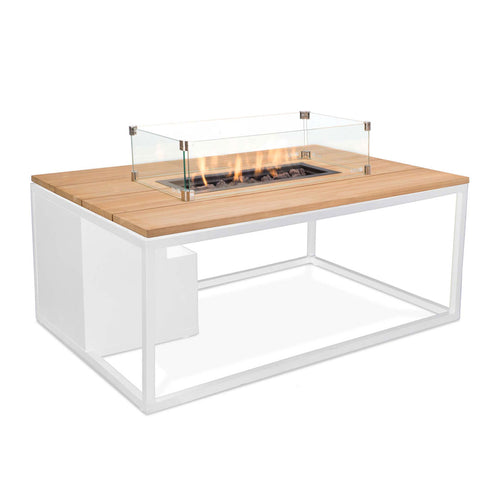 Cosi Fires Cosiloft lounge vuurtafel 120 cm wit - teak top - vtwonen shop