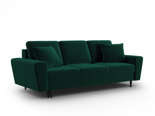 Cosmopolitan Design Slaapbank met opbergdoos Kyoto 3-zits, flueel flessengroen - 100x235x88cm