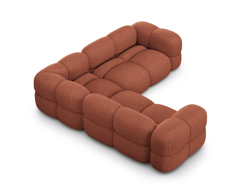 Cosmopolitan Design Symmetrische hoekbank Loretto 4-zits, structurele stof koraal - 250x250x68cm
