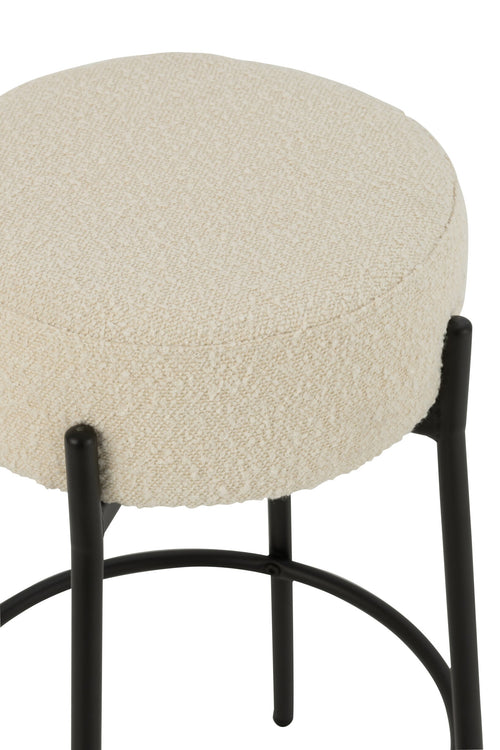 J-Line barkruk Bouclé - multiplex/polyester - wit/zwart