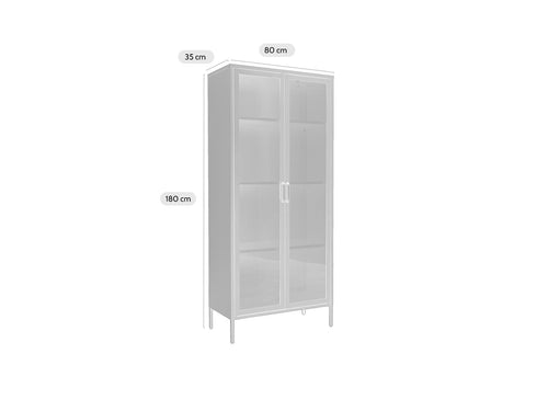 MaximaVida metalen locker vitrinekast Finn 80 x 35 x 180 cm zwart - echt glas - vtwonen shop