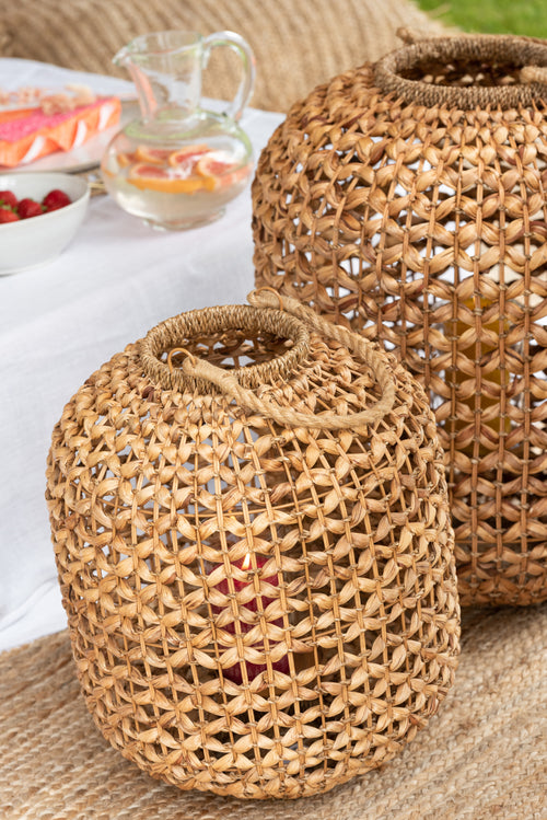 J-Line lantaarn Lena - riet - naturel - medium - vtwonen shop