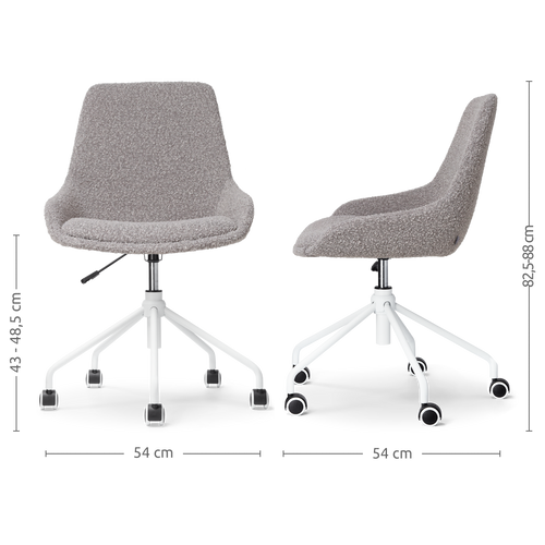 Nolon Nout-Isa Bureaustoel Bouclé Taupe - Stof - Wit Onderstel - vtwonen shop