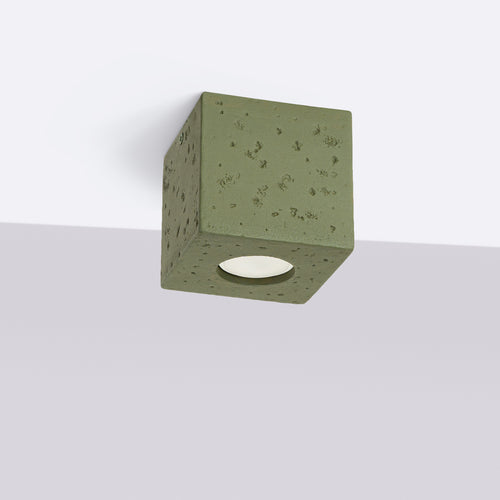 Sollux Lighting Plafondlamp QUAD beton olijfgroen - 10x10x10cm