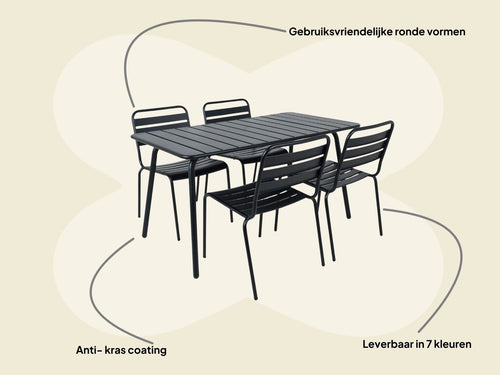 MaximaVida metalen tuinset Max zwart 150 cm