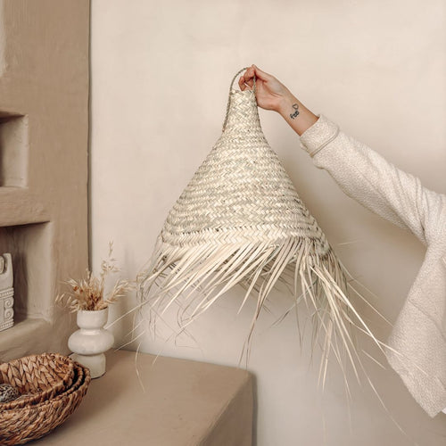 NOA MAY Hanglamp Zarah - naturel - palmblad - Ø 55 x h 45 cm