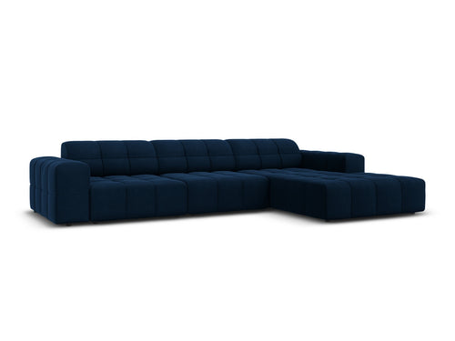 Cosmopolitan Design rechter hoekbank Chicago 4-zits, flueel koningsblauw - 167x294x78cm