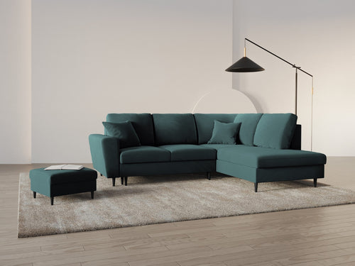 Cosmopolitan Design Converteerbare hoekbank rechts met opbergdoos Kyoto 5-zits, flueel olie - 194x243x88cm