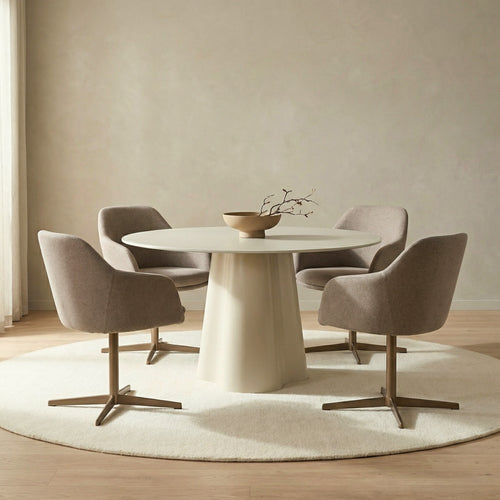 DÉJA Living Eettafel Esra - Rond Beige Glas/MDF - 120x120x76cm