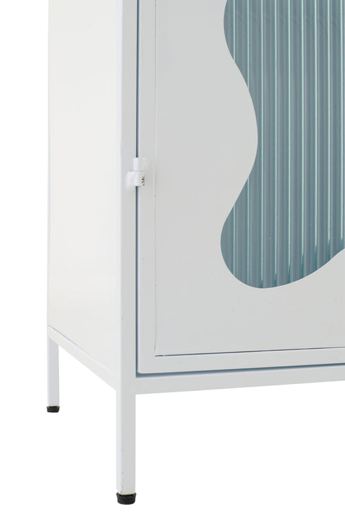 J-Line decoratie Kast - polyresin - ijzer/glas - wit