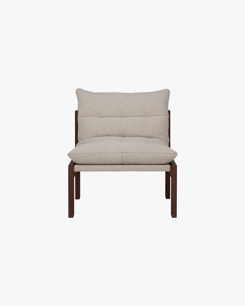 noo.ma Huno Lounge Chair - bouclé fauteuil, hout, Cocoa Brown & Desert Beige