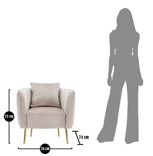 Mauro Ferretti fauteuil - 76x74x71 cm - grijs/goud