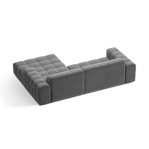 Cosmopolitan Design - Rechter hoekbank Chicago 3-zits, flueel lichtgrijs - 167x234x78cm