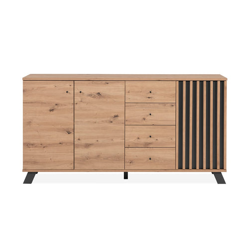 CALICOSY - Buffet 3 deuren en 4 laden LUBLIN - Eikenhouten - 40x160x85 cm