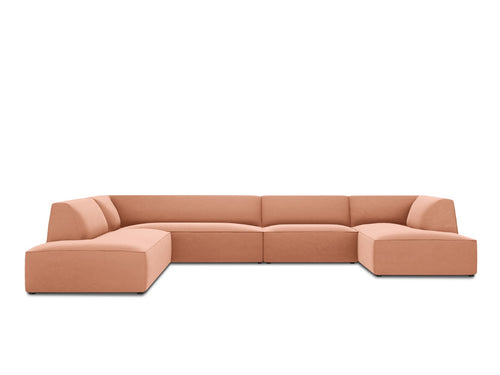 Micadoni Panoramische hoekbank links Ruby 7-zits, flueel, roze - 273x366x69cm