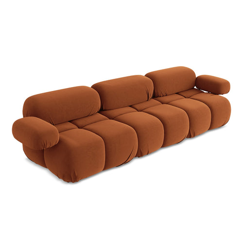 LaMiaSofa 3-zits bank Sanremo - velours - terracotta - 285x96x70