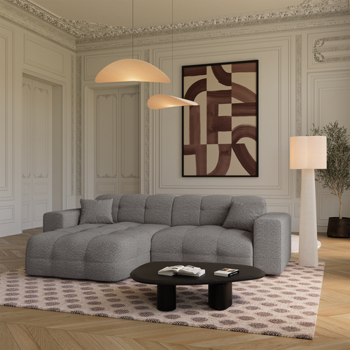 Premium Interiors - Hoekbank links COCOON - bouclé-stof grafietgrijs 230cm
