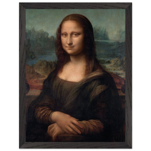 Artfulprints Poster met Lijst Leonardo Da Vinci - Mona Lisa   - 30x40 cm - Bruin