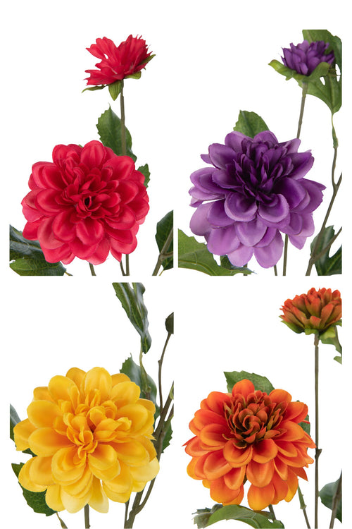 J-Line bloem Dahlia Ying - kunststof - mix - 4 stuks