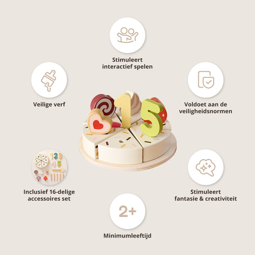 Petite Amélie Verjaardagstaart van hout - 23-delig - Cake - vtwonen shop